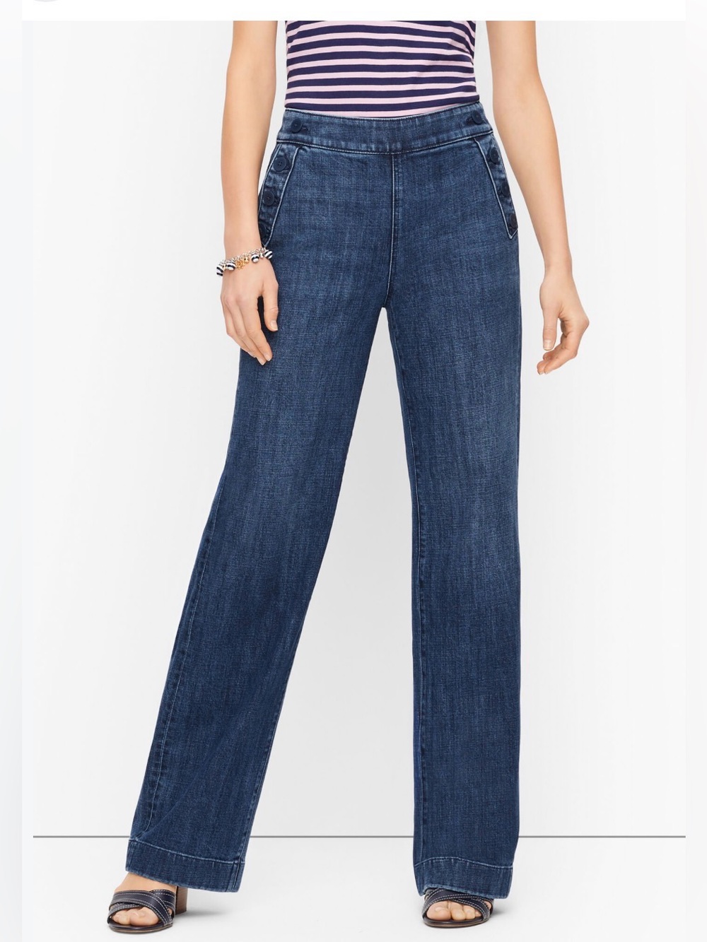 Talbots dark wash sailor wide leg jeans 10